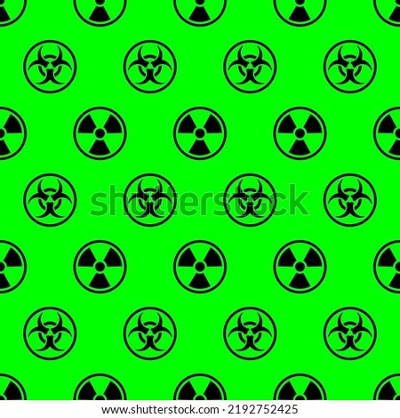 Biohazard and radioactive waste pattern seamless. biohazard sign and nuclear danger background.
