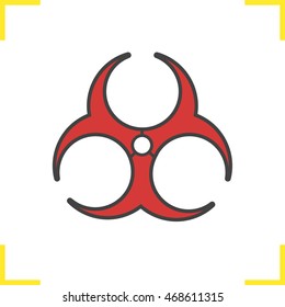 Biohazard red icon. Bio hazard sign. Isolated vector illustration
