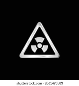 Riesgo de riesgo biológico Icono metálico triangular de señal plateado