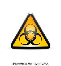 Biohazard sign with bacteria inside - dangerous epidemic quarantine zone prohibit icon in 3D glossy style