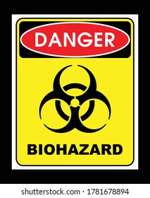 BIOHAZARD-SIGN/GEFAHRSYMBOL-VEKTORGRAFIK, EINZELNE WARNHINWEISE AUF GELBEM HINTERGRUND