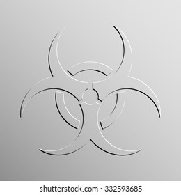 Biohazard sign embossed on light grey background