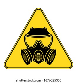 Biohazard sign. Gas mask icon. Chemical Attack.  Respirator gas mask. Vector illustration