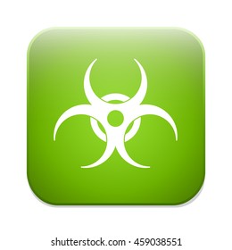 Biohazard sign icon. Danger button