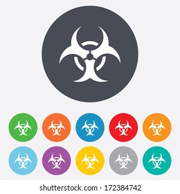 Biohazard sign icon. Danger symbol. Round colourful 11 buttons. Vector