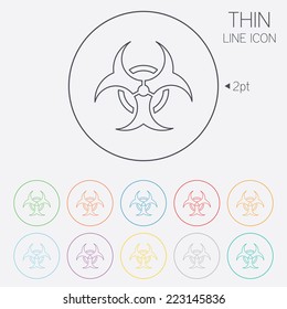 Biohazard sign icon. Danger symbol. Thin line circle web icons with outline. Vector