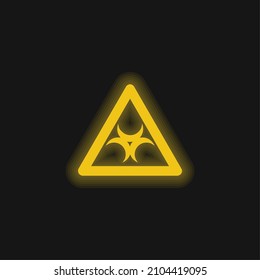 Signo de riesgo biológico dentro de un triángulo Esquema amarillo brillante icono de neón