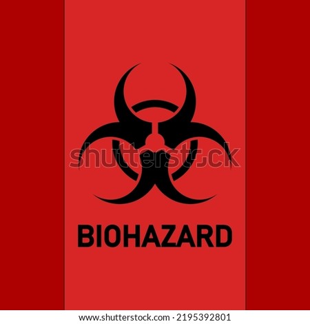 Biohazard sign isolated on red background, warning banner.