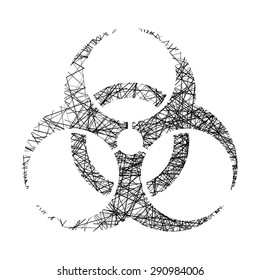 biohazard sign made of black lines isolated on white background