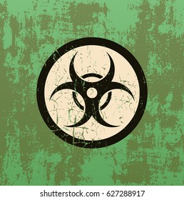 Biohazard sign on old rusty metal background