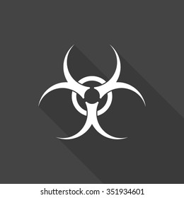 biohazard sign vector icon with long shadow