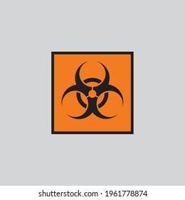 Biohazard sign. Vector icon. Orange background.