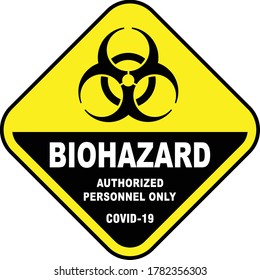 BIOHAZARD sign, Vector Illustration , Authorized Personnel Only, Isolated in Yellow and black background