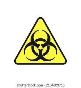 Biohazard sign in yellow triangle. Isolated vector symbol on white background.