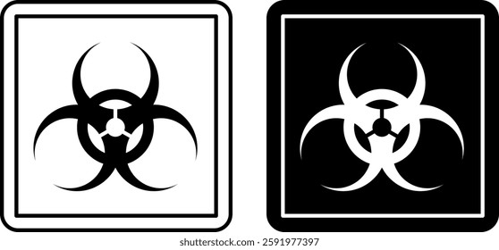 Biohazard Signs. Labels for Cardboard Packaging. Black and White Vector Icons. Logistics. Warning Symbol, Handle with Care.