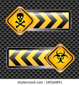 biohazard signs over black background vector illustration 