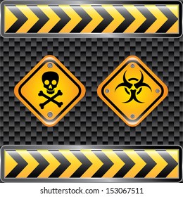 biohazard signs over black background vector illustration 