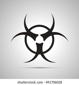 Biohazard simple black icon with shadow on white