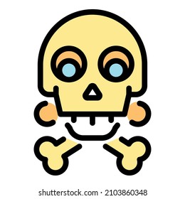 Biohazard skull icon. Outline biohazard skull vector icon color flat isolated