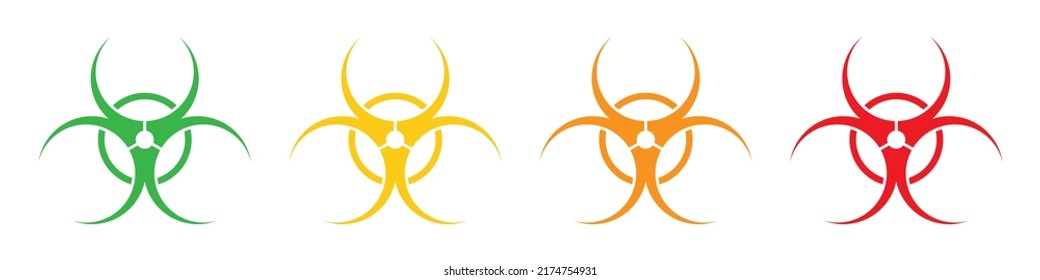 Biohazard symbol with biosafety level vector illustration. Biohazard caution sign set