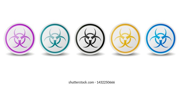 Biohazard Symbol Buttons - Different Colors - Vector Icons Isolated On White Background