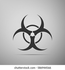 Biohazard symbol flat icon on grey background. Vector Illustration