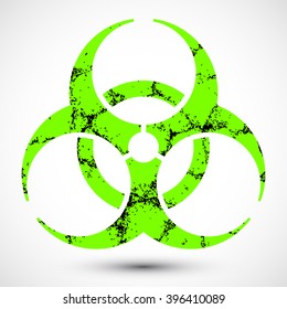 Biohazard Symbol with Grunge Texture on background. Isolated vector illustration of biohazard symbol. Icon can be used as a poster, wallpaper, t-shirt design, or webdesign.