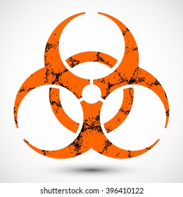 Biohazard Symbol with Grunge Texture on background. Isolated vector illustration of biohazard symbol. Icon can be used as a poster, wallpaper, t-shirt design, or webdesign.
