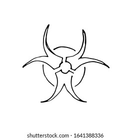 Biohazard symbol Hand Drawn icon. Vector illustration isolated on white background.