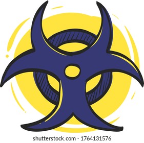 Biohazard symbol icon in color drawing. Science technology biology environment hazard danger