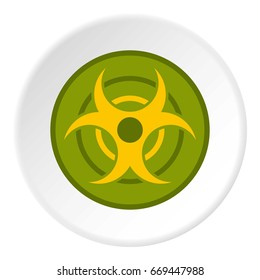 Biohazard symbol icon in flat circle isolated on white background vector illustration for web
