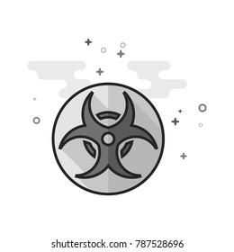 Biohazard symbol icon in flat outlined grayscale style. Vector illustration.