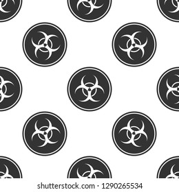 Biohazard symbol icon seamless pattern on white background. Flat design. Vector Illustration