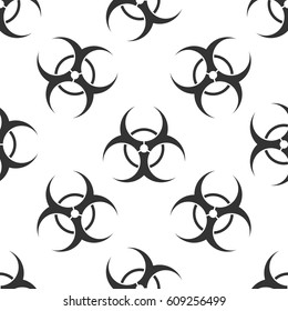 Biohazard symbol icon seamless pattern on white background. Vector Illustration
