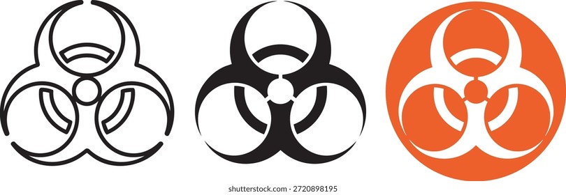 Biohazard symbol icon set vector illustration. Biological hazard warning sign. Infectious material alert.