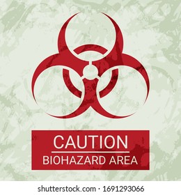 Biohazard symbol, infection sign with dirty texture. Isolated object Viral infection. danger of infection. Danger sign. Vector illustration