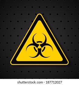 Biohazard symbol on dark background. Vector illustration