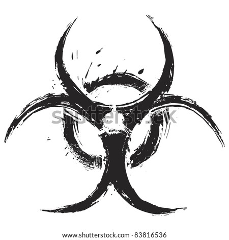 Biohazard symbol on white created in grunge style