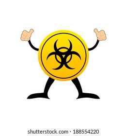 Bio-hazard symbol on a yellow button