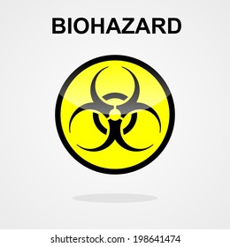 Biohazard symbol on a yellow button