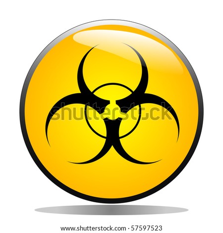 Bio-hazard symbol on a yellow button