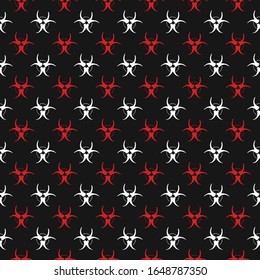 Biohazard symbol Seamless Pattern, Hand Drawn icon background. Vector illustration.