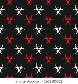 Biohazard symbol Seamless Pattern, Hand Drawn icon background. Vector illustration.