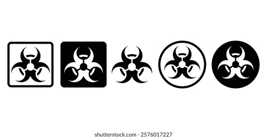 biohazard symbol sign icon vector design black white color flat illustration sets isolated