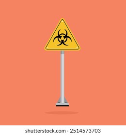biohazard symbol, sign inside yellow triangle board. suitable for poster and web icon use	