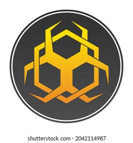 Biohazard symbol vector design with hexagonal geometric figures