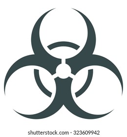 Biohazard Symbol vector icon. Style is flat symbol, soft blue color, rounded angles, white background.