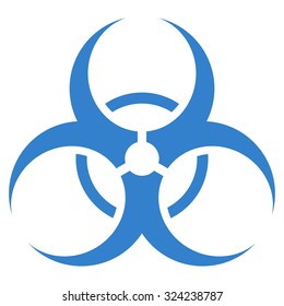 Biohazard Symbol vector icon. Style is flat symbol, cobalt color, rounded angles, white background.