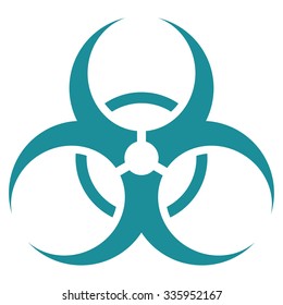 Biohazard Symbol vector icon. Style is flat symbol, soft blue color, rounded angles, white background.