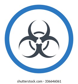 Biohazard Symbol vector icon. Style is bicolor flat rounded symbol, smooth blue colors, rounded angles, white background.